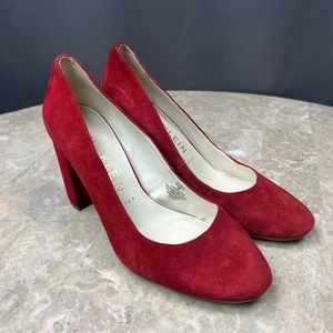 Anne Klein Red Suede Block Heel Pumps sz 9 - Pls read below